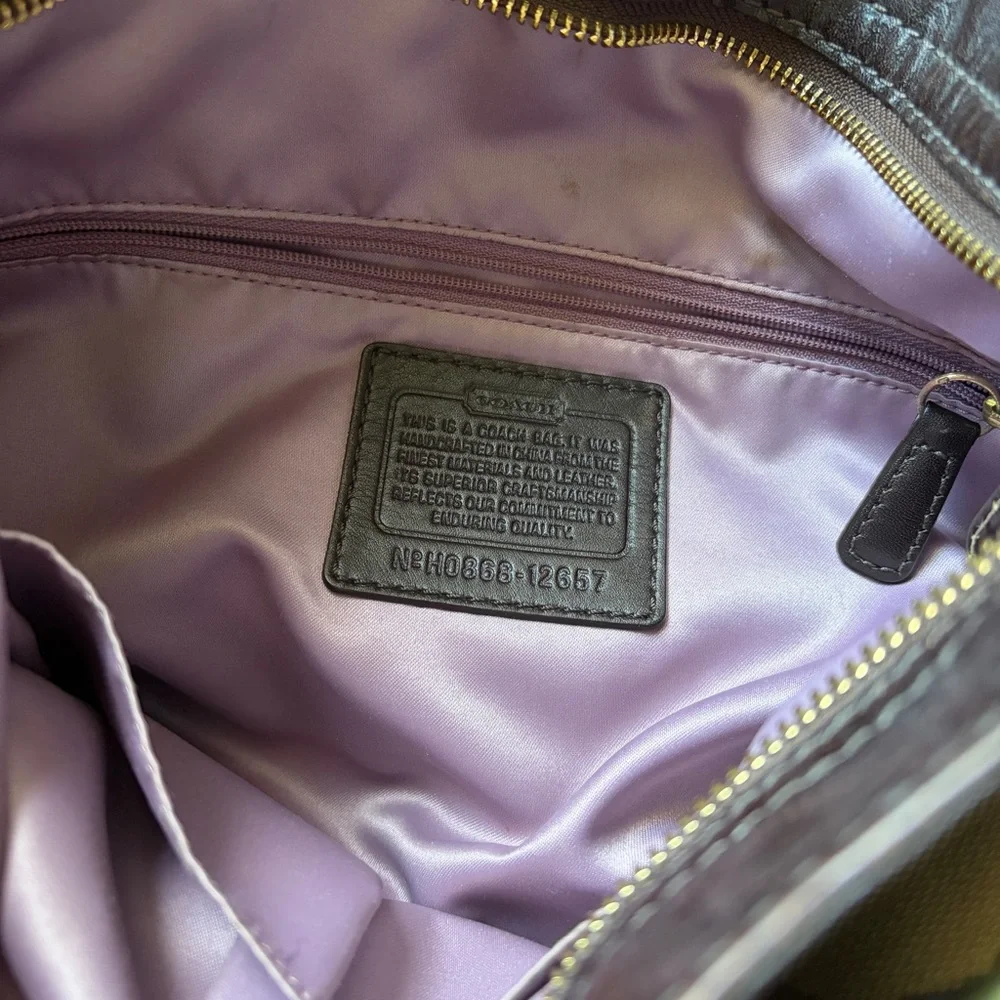 Coach Zoe Lg Signature Shoulder & Tote Bag in Beige Canvas with Brown Leather - Picture 12 of 16